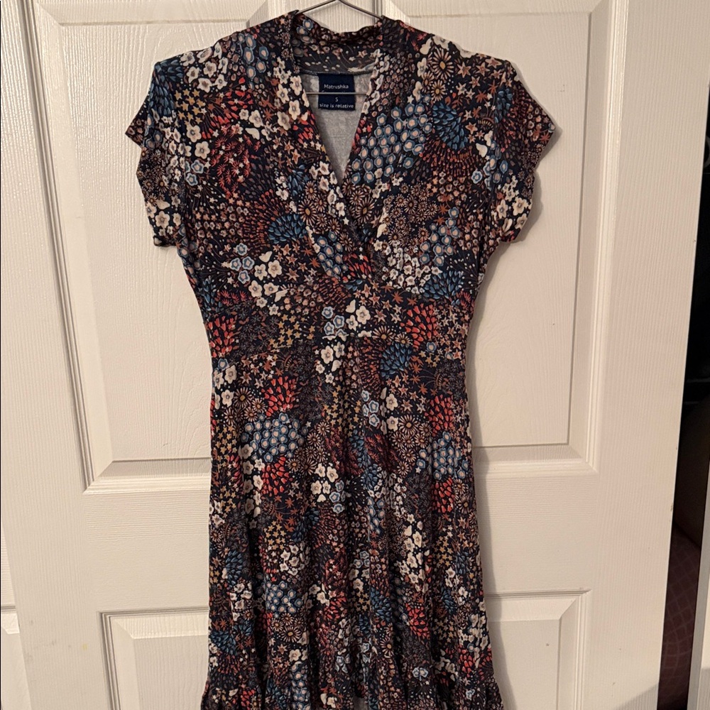 Matrushka Construction Floral Print Women's Dress